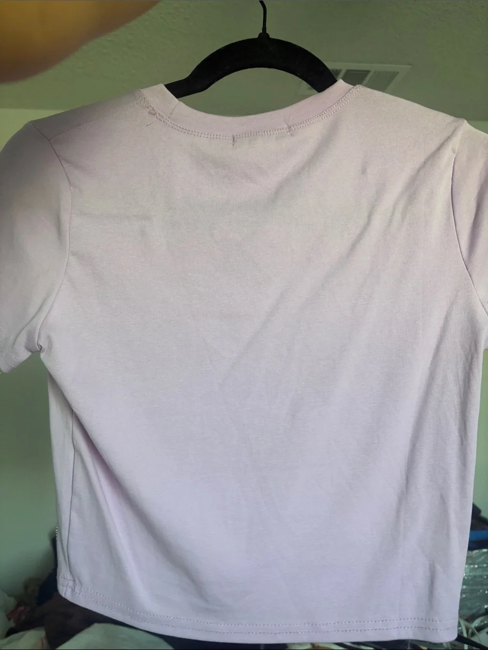 Lilac Heart-Embellished Crop Top Tee